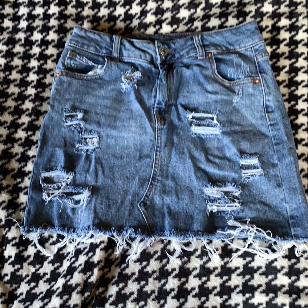 Jean mini skirt, made the rips myself